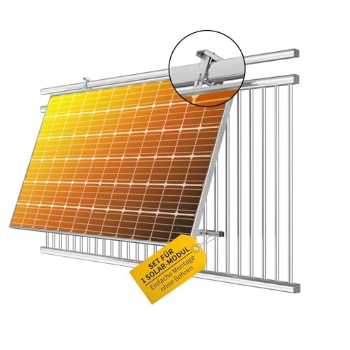 Avoltik Balkonkraftwerk Halterung Balkon ECKIG für alle Solarpanel-Größen I Solarmodul Halterung aus robustem Aluminium für ECKIGE Geländer I Balkonkraftwerk Befestigung Winkel 0 °oder 10-30° neigbar von avoltik