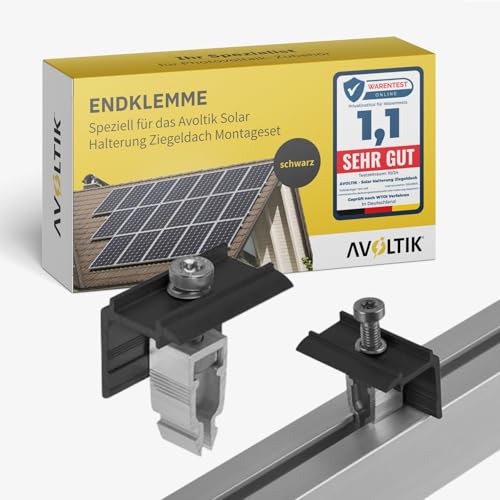 Avoltik Solar Zusatz Endklemme in schwarz speziell für das Avoltik Solar Halterung Ziegeldach Montageset | ermöglicht die Montage von Solarmodulen übereinander oder in alternativen Konfigurationen Avoltik Solar Zusatz Endklemme in schwarz speziell für das Avoltik Solar Halterung Ziegeldach Montageset | ermöglicht die Montage von Solarmodulen übereinander oder in alternativen Konfigurationen von avoltik