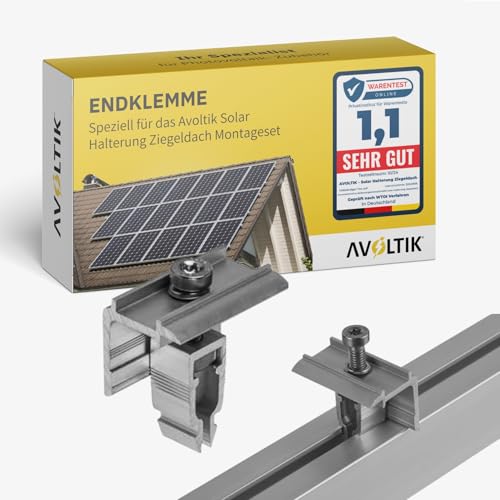 Avoltik Solar Zusatz Endklemme speziell für das Avoltik Solar Halterung Ziegeldach Montageset | ermöglicht die Montage von Solarmodulen übereinander oder in alternativen Konfigurationen Avoltik Solar Zusatz Endklemme speziell für das Avoltik Solar Halterung Ziegeldach Montageset | ermöglicht die Montage von Solarmodulen übereinander oder in alternativen Konfigurationen von avoltik