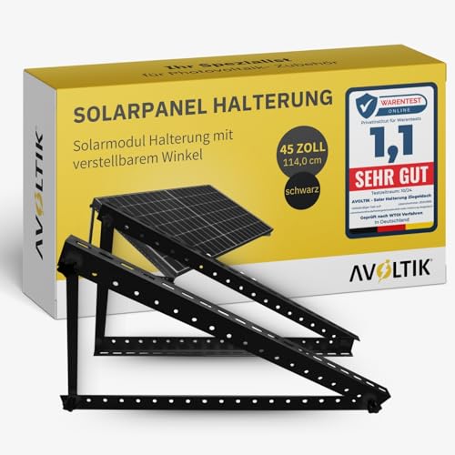 Avoltik Balkonkraftwerk Halterung I Solarpanel Halterung bis 114 cm, Neigungsverstellbar 0-90° I Ideal für Dach, Balkon & Boden von avoltik