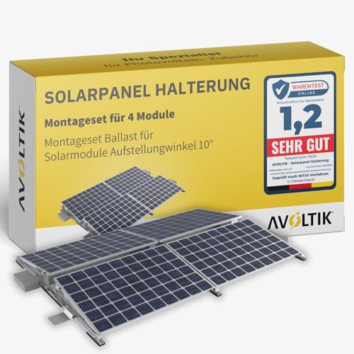 Avoltik Solarpanel Halterung für 4 PV-Module I Solarmodul Halterung Balkonkraftwerk I Set zur Solarpanel Befestigung in flexibler Ausrichtung I Solarmodulbefestigungsset für Balkon, Dach, Boden Avoltik Solarpanel Halterung für 4 PV-Module I Solarmodul Halterung Balkonkraftwerk I Set zur Solarpanel Befestigung in flexibler Ausrichtung I Solarmodulbefestigungsset für Balkon, Dach, Boden von avoltik
