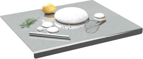 awagas 50 x 50 cm Edelstahlplatte Schneidebrett Professionelle Groß Edelstahlplatte Schneidebrett Küchenbrett Backbrett mit Rutsch Matte für Kneten von Pizza Brot Teig Schokolade Kuchen von awagas