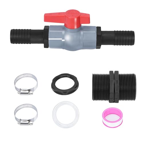 awagas kugelhahn schlauchverbinder 1-1/4 zoll PVC Absperrventil Kugelhahn 32mm Pool Poolventil Kugelhahn Absperrventil mit Schlauchverbinder verklebt für garten wasserhahn Eimer Tank Schlauchverbinde von awagas