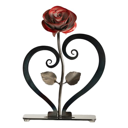 awakentti Eisen Rose mit Ständer Künstliche Blumen Metall Blumen Metall Rose Ständer für Desktop Schlafzimmer Romantisches Geschenk für Frau Freundin Mutter von awakentti
