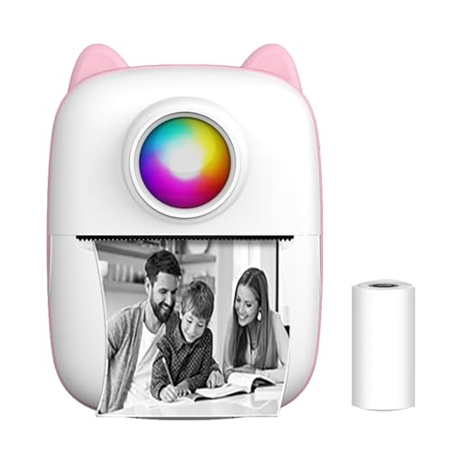 awakentti Mini-Bilddrucker, tragbarer Drucker, Taschenaufkleber, Belegdrucker, 203 DPI Auflösung, Multifunktionsdrucker mit 1000 mAh Akku für Journal, Notizen, Foto (Rosa) von awakentti