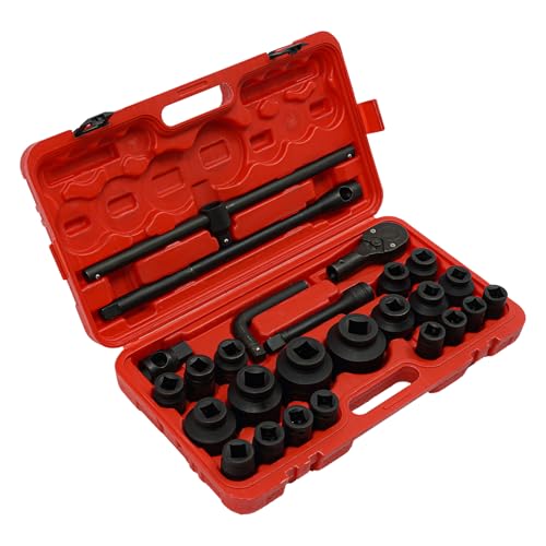 awolsrgiop 3/4" Schlagschrauber Nüsse Set, 26-tlg Schlag-Steckschlüssel-Kit Metrische Größen, Enthält 20 Stück Hülle(20-65mm), Kreuzgelenk, Adapter und Verlängerungsstangen, Cr-V von awolsrgiop