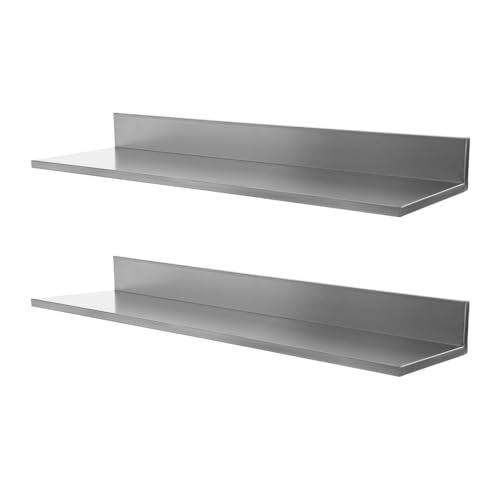 awolsrgiop Edelstahl Wandregal 2er Set, 76,2x21,8cm Schweberegal aus Metall mit 40 lbs Tragkraft, L-Förmiges Regalbrett für Küche, Badezimmer, Wohnzimmer, Silber awolsrgiop Edelstahl Wandregal 2er Set, 76,2x21,8cm Schweberegal aus Metall mit 40 lbs Tragkraft, L-Förmiges Regalbrett für Küche, Badezimmer, Wohnzimmer, Silber von awolsrgiop