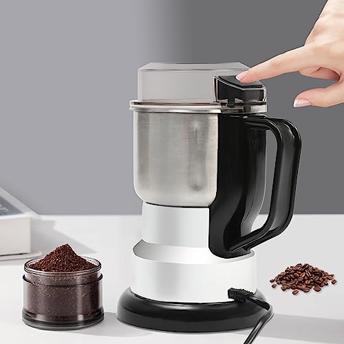 awolsrgiop Elektrische Gewürzmühle, 300W 500ml Elektrische Kaffeemühle Getreidemühle Multifunktionale Ultrafeine Gewürzmühle, Mühle mit Pinsel & Löffel für Kaffeebohnen, Nüsse von awolsrgiop