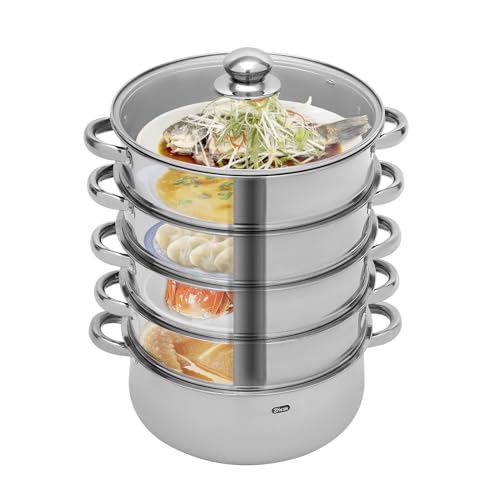 awolsrgiop Mantowarka Dampfkocher, 5 Lagiger Dampfkocher Dampfkocher Edelstahl Schongarer mit Glasabdeckung, Induktion Kochtopf Dampfgarer -28cm /11 Zoll awolsrgiop Mantowarka Dampfkocher, 5 Lagiger Dampfkocher Dampfkocher Edelstahl Schongarer mit Glasabdeckung, Induktion Kochtopf Dampfgarer -28cm /11 Zoll von awolsrgiop