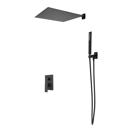 awolsrgiop Unterputz Duscharmatur Set Schwarz, 360° Handbrause Duschamaturenset Regendusche mit 40×40cm Kopfbrause, 150cm Schlauchlänge Handbrause und Thermostat, Schwarz awolsrgiop Unterputz Duscharmatur Set Schwarz, 360° Handbrause Duschamaturenset Regendusche mit 40×40cm Kopfbrause, 150cm Schlauchlänge Handbrause und Thermostat, Schwarz von awolsrgiop