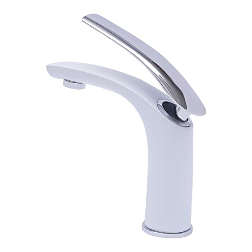awolsrgiop Waschtischarmatur Modern, Einhebelmischer mit Keramik-Kartusche & Integriertem Filter, 35mm Einlochbatterie aus Messing für Waschbecken, Weiß-Silber awolsrgiop Waschtischarmatur Modern, Einhebelmischer mit Keramik-Kartusche & Integriertem Filter, 35mm Einlochbatterie aus Messing für Waschbecken, Weiß-Silber von awolsrgiop