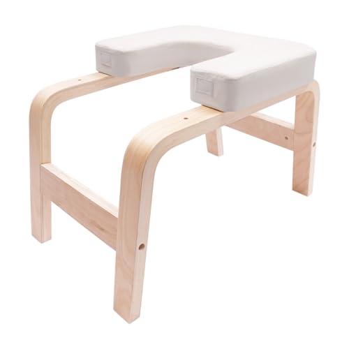 awolsrgiop Yoga kopfstandhocker, Yoga Stuhl, Yoga Inversion Bank - Holzrahmen und PU Pads, Entlasten Müdigkeit Balance Training, Loading 330Lbs, Yoga-Stuhl für Familie, Fitnessstudio, Weiß von awolsrgiop