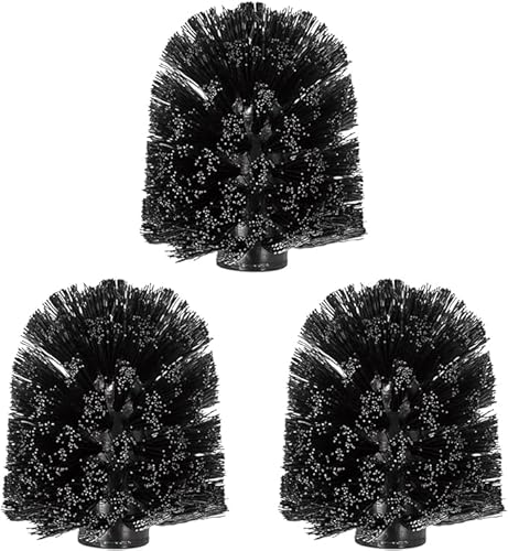 Axentia 282291 Ersatz-Bürstenkopf, Austausch von WC-Garnituren, Ersatzteil für Bürste und Halter, Badaccessoire,mit Gewinde, ca. ca. 8,5 x 8,5 x 9,5 cm, wechselbar, schwarz (Packung mit 3) von axentia
