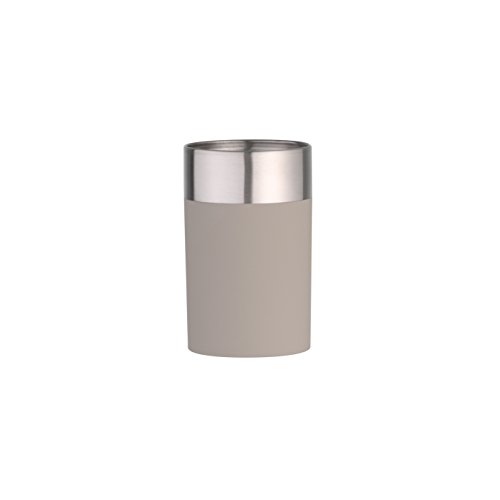 axentia 126787 Zahnputzbecher Lena runder Zahnbürstenhalter und Stiftebehälter für Büro/Arbeitsplatz, gummierter Kunststoff, Edelstahl, Taupe, 6.8 x 6.8 x 11.2 cm von axentia