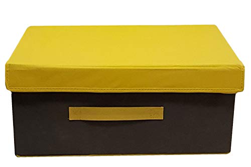 Axentia Aufbewahrungsbox mit Deckel, Stoff, Grau/Gelb, groß von axentia