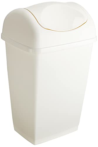 axentia 235685 Schwingdeckeleimer ca. 50 l, Abfalleimer aus weißem Kunststoff, geruchshemmender Mülleimer mit Schwingdeckel von axentia