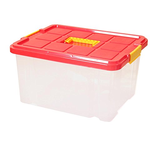 axentia 3 Stück Unibox mit Deckel mittiger Griff Stapelbox Universalbox Aufbewahrungskiste Spielzeugbox 44 x 35 x 24 cm 27 Liter von axentia