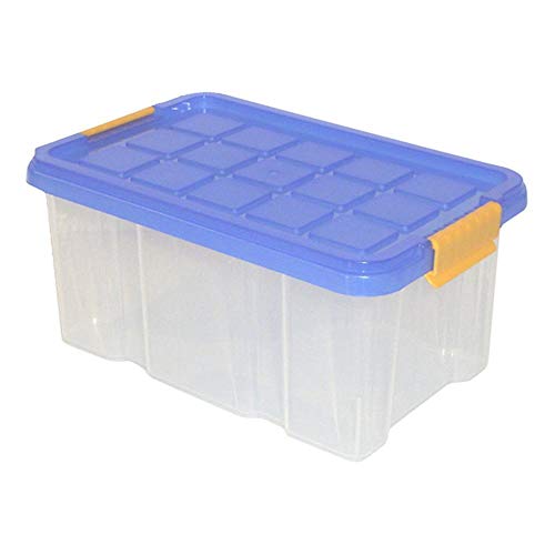 axentia Aufbewahrungsbox mit Deckel, Stapelbox aus Kunststoff 5 Liter, Eurobox transparent, Maße: ca. 30 x 14 x 15 cm, Anthrazit, blau oder gelb - Farbe nicht wählbar von axentia