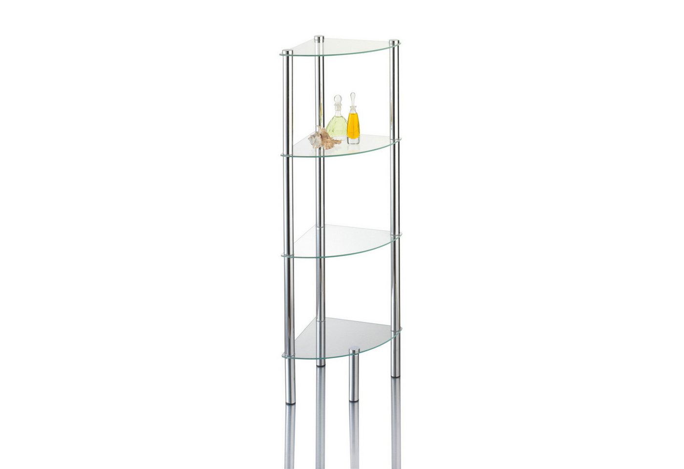 axentia Badregal Glas-Eckregal Badezimmerregal Bad-Regal Glasregal, Standregal aus Glas mit 4 Böden, Böden in dreieckiger, vorne abgerundeter Form axentia Badregal Glas-Eckregal Badezimmerregal Bad-Regal Glasregal, Standregal aus Glas mit 4 Böden, Böden in dreieckiger, vorne abgerundeter Form von axentia