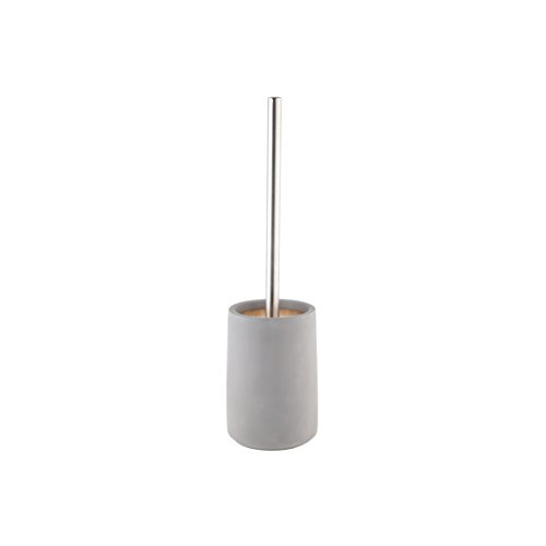 axentia 126715 Bürste und Behälter Turin-Garnitur mit Toilettenbürste, Toilettenbürstenhalter-Design WC Bürstengarnitur Set stehend ohne Bohren, Edelstahl, Grau/schwarz, 10.5 x 10.5 x 42.5 cm von axentia