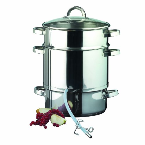 axentia Dampfentsafter induktionsgeeignet mit Glasdeckel silber, pflegeleichter Entsafter aus Edelstahl 201 mit 8 Liter Volumen spülmaschinengeeignet Ø 25 cm mit Wasserbehälter ca. 3 Liter skaliert von Axentia