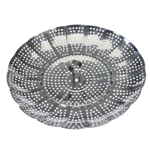 axentia Dünsteinsatzsieb in Silber, Gemüsedampfer aus rostfreiem Edelstahl, Dünsteinsatz mit Griff zum problemlosen Einsetzen und Herausnehmen, beliebig verstellbarer Dampfgar-Einsatz von axentia