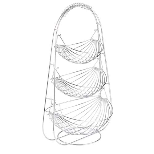 axentia Fruchtkorb, verchromt, 3 hängende Körbe, Silber, Metall, Küchenregal, Küchenzubehör, ca. 36 x 56 x 28 cm von axentia