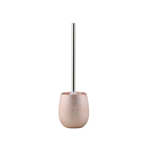 axentia WC Garnitur Chicago aus Steingut rose-gold verchromt - Toilettenbürste mit Halter stehend - Chrom Bürstengarnitur ohne Bohren - WC Bürste und Behälter von axentia