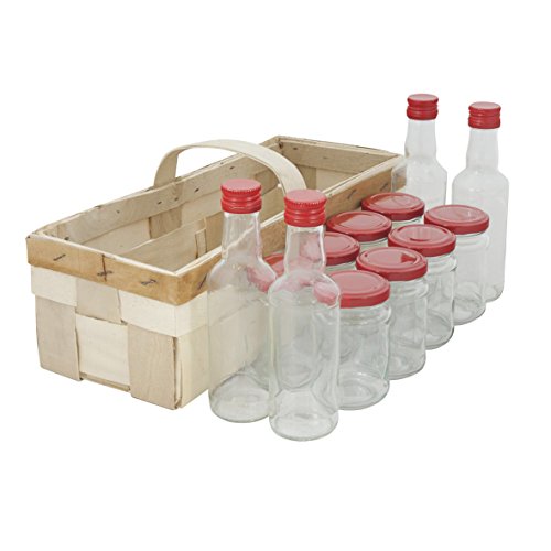 axentia Gläser-Flaschen-Set im Korb, 12 tlg von axentia
