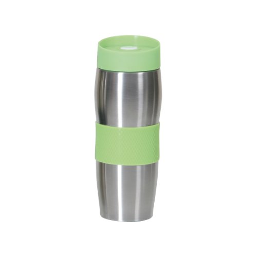 axentia Isolierbecher in Silber/Grün aus doppelwandigem Edelstahl, Isoliertrinkbecher mit Silikondeckel und Handgriff, Kaffeebecher spülmaschinengeeignet, Volumen: ca. 350 ml axentia Isolierbecher in Silber/Grün aus doppelwandigem Edelstahl, Isoliertrinkbecher mit Silikondeckel und Handgriff, Kaffeebecher spülmaschinengeeignet, Volumen: ca. 350 ml von axentia
