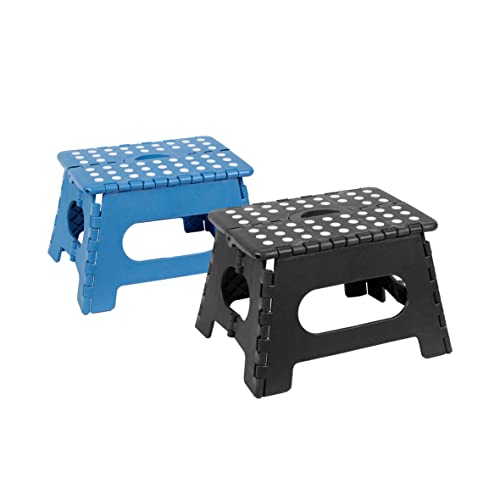 axentia Klapphocker aus Kunststoff, stabil bis 150 kg, in grau oder blau, ca. 34,5 x 22 x 27 cm von axentia