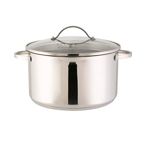 axentia Kochtopf Pado aus poliertem Edelstahl 24cm - Topf mit Glasdeckel - Suppentopf mit Schüttrand - Schmortopf für Induktion, Gas, Ceran & Elektro-Herd, Silberfarben von axentia