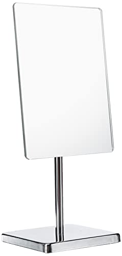 axentia Kosmetikspiegel Silber-Spiegel mit Standfuß-Schminkspiegel rechteckig-Tischspiegel mit Fuß fürs Bad von axentia