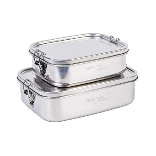 axentia Lunch-Box, Silber, ca. 800 ml und 1,2 l von axentia