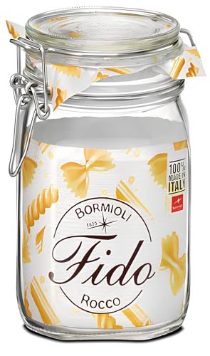 axentia Rocco Bormioli 292075 Fido Behälter Hermetischer Topf 1115 ml, Glas 1St, Transparent, Durchsichtig, 1 l von Cosecha Privada