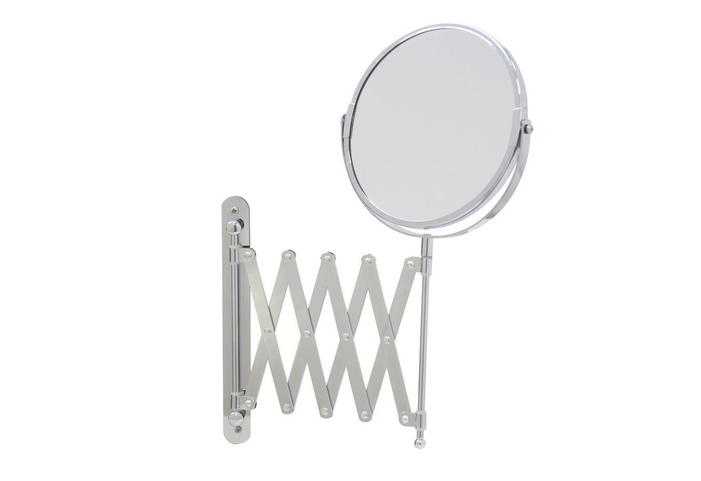 axentia Schminkspiegel Kosmetikspiegel ausziehbarer doppelseitiger Wandspiegel (Rasierspiegel doppelseitig), 3:1 Vergrößerung, stufenlos verstellbarer Neigungswinkel von axentia