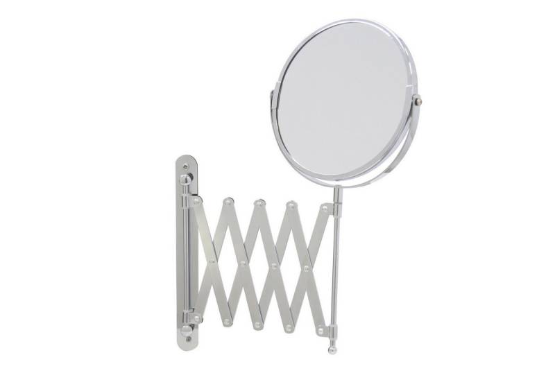 axentia Schminkspiegel Kosmetikspiegel ausziehbarer doppelseitiger Wandspiegel (Rasierspiegel doppelseitig), 3:1 Vergrößerung, stufenlos verstellbarer Neigungswinkel von axentia