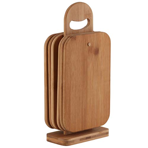 Axentia Schneidebrett-Set 7 teilig - 6 Brettchen aus Bambus-Holz - Brettchenständer mit Frühstücksbrettchen - Holzbrett hohe Schnittfestigkeit & schonend für Messerklinge - Brett für Küche, 22 x 14 x 0,8 cm Axentia Schneidebrett-Set 7 teilig - 6 Brettchen aus Bambus-Holz - Brettchenständer mit Frühstücksbrettchen - Holzbrett hohe Schnittfestigkeit & schonend für Messerklinge - Brett für Küche, 22 x 14 x 0,8 cm von axentia