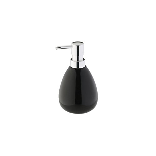 axentia Seifenspender Pisa schwarz, leicht nachfüllbarer Flüssigseifen-Spender aus Keramik mit verchromter Dosierpumpe, Seifenbehälter mit ca. 370 ml Fassungsvermögen von axentia