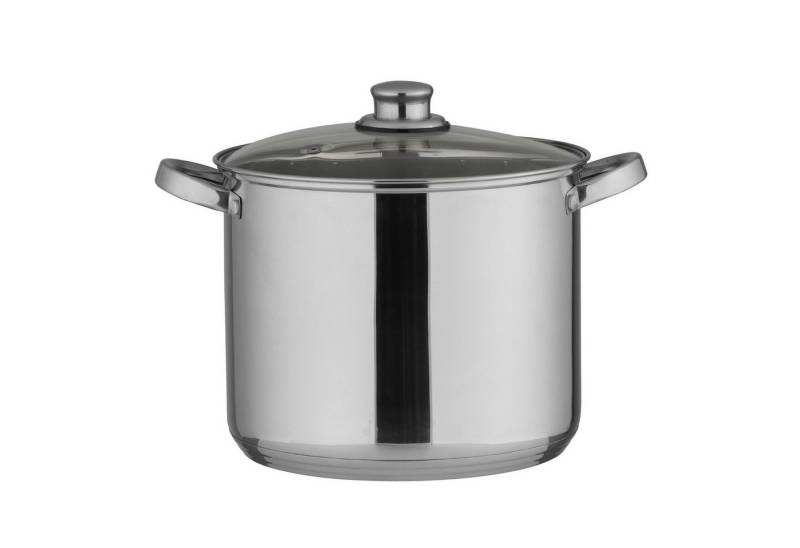 axentia Suppentopf XXL Edelstahl Großraumtopf 20 L Kochtopf Topf induktionsfähig, Edelstahl (Induktionskochtopf mit Deckel aus Glas), Universaltopf in silber inkl. Glasdeckel mit Dampfloch von axentia