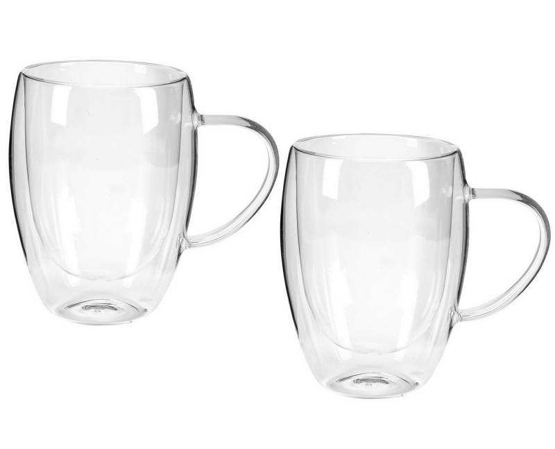 axentia Teeglas 2er Set Teegläser mit Hengel Henkelglas Trinkglas Trinkgläser, Borosilikatglas, doppelwandig isoliert, mit optischem Schwebe-Effekt von axentia