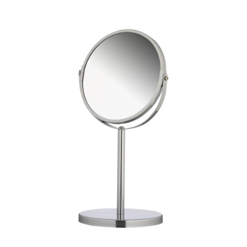 axentia Vergrößerungs-Tischspiegel in Silber, rostfreier Kosmetikspiegel verchromt, robuster Badezimmerspiegel mit 3- und 1-facher Vergrößerung, Rasierspiegel rund im Durchschnitt ca. 17 cm von axentia