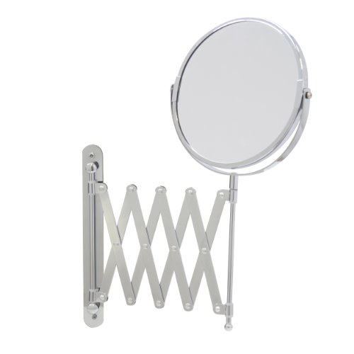 axentia Vergrößerungsspiegel in Silber, rostfreier Wandspiegel doppelseitig mit 3- und 1-facher Vergrößerung, Badezimmerspiegel ausziehbar, verchromter Schminkspiegel, ca. 16 x 56 cm von axentia