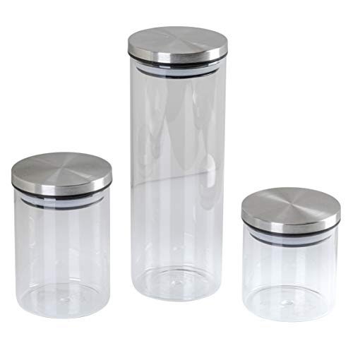 axentia Vorratsgläser-Set, Silber/schwarz/weiß/klar, 300 ml, 500 ml, ca. 1000 ml von axentia