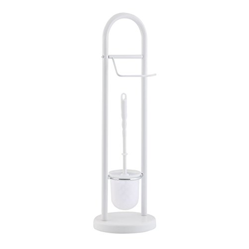 axentia WC Garnitur mit Papierrollenhalter in Weiß - Standgarnitur mit Toilettenbürste verchromt - Bürstengarnitur Set für Bad & WC - Bürste und Behälter axentia WC Garnitur mit Papierrollenhalter in Weiß - Standgarnitur mit Toilettenbürste verchromt - Bürstengarnitur Set für Bad & WC - Bürste und Behälter von axentia