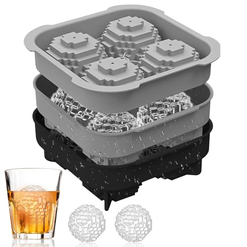 Eiswürfelform Silikon,Eiswürfel,Eiswürfelformen & Eiswürfelschalen,BPA-frei,leicht herausnehmbar, kreative runde Eiswürfelschalenformen (Grau und Schwarz) von axibanni