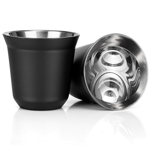 axibanni 2er-Pack Espressotassen, espresso cup camping，espressotasse，doppelwandige Isolierung, 80 ml Edelstahlbecher, geeignet für Reisen, Outdoor, Camping und den täglichen Gebrauch von axibanni