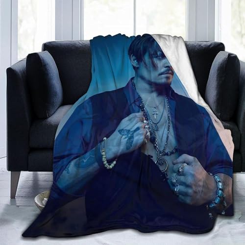 Johnny Depp Superweiche und bequeme Flanelldecke, Campingdecke, Stranddecke, Dekoration, Schlafzimmer, Wohnzimmer, geeignet für Kinder/Erwachsene, Überwurfdecken (60 x 50) von axirdju