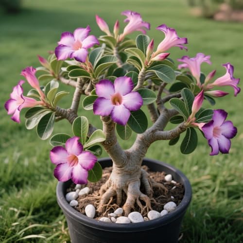 Wüstenrosenknollen-Winterharte mehrjährige/Adenium Obesum,Wüstenrosen-Topfpflanzen/Balkon und Terrasse perfekt kombiniert-1 Rhizome-C von axmvkg