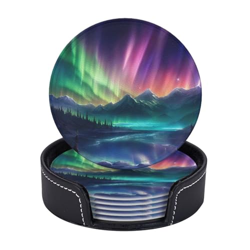 Dark Northern Lights Print 6 Stück praktische funktionale Getränkeuntersetzer Kaffee Büro Zuhause Tischschutz Dark Northern Lights Print 6 Stück praktische funktionale Getränkeuntersetzer Kaffee Büro Zuhause Tischschutz von axzttupy